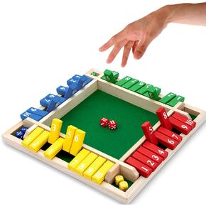 Nicecho Shut The Box Dice Game,2-4 Player Family Wooden Board Table Math Games for Adults and Kids, 8 Dices Classics Tabletop Version Games for Classroom,Home,Party or Pub