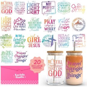 Cow UV DTF Cup Wrap -20 Sheets Highland Cow Theme UV DTF Cup Wraps for 16 oz Glass Mugs Coffee, UV DTF Decals Waterproof Rub on Transfer Stickers DIY Mug Glasses Crafting