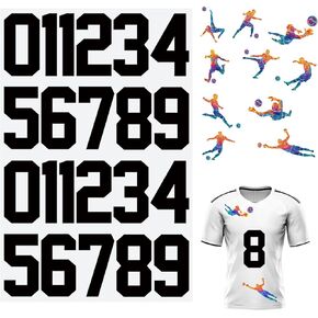 22 Pieces lron on Numbers for Jersey, 8inch Heat Transfer Numbers 0 to 9 Jersey Numbers Large lron on Vinyl Numbers for Tshirts Football Basketball Baseball Uniform Fabric Clothing, Black