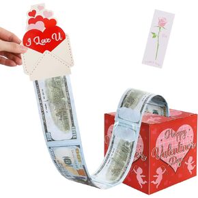 Beishida Valentine's Day Money Box ، صندوق المال للهدية النقدية ، صندوق أموال DIY المفاجئ للعشاق ، حامل المال للنقد من خلال السحب بطرق المعايدة لإعطاء المال كهدايا عيد الحب