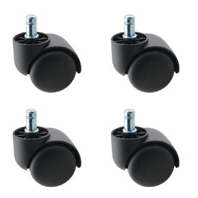 TAODAN 4PCS 2 Inch Diameter Cassette Lever Connector Casters Universal Wheel 360 Swivel Black Plastic Dual Wheel Swivel Casters Suitable for Furniture Office Chair Printer Stands