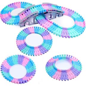 96 PCS Flexible Tracks Race Tracks Supplementary Set -4 Colors Magic Road Race Tracks Toys, 360° Rotating Flexible Train Track