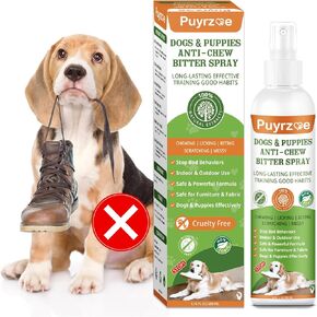 Natural No Chew Spray for Dogs, 200ML Bitter Apple Spray for Dogs Prevent Chewing & Licking Furniture, Sofa, Shoes, Bandages, Indoor Outdoor Dog Training & Behavior Aids, No Alcohol & Trace