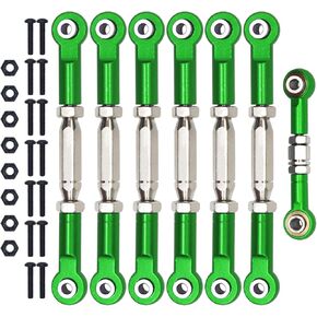 Aluminum Adjustable Turnbuckles Camber Link Upgrade Parts for Traxxas 1/10 Rustler 2WD/4X4, Slash 4X4/2WD, Stampede 4X4/2WD VXL, Hoss 4x4, 7 PCS (Green)