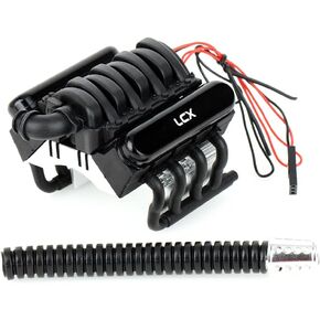 LCX Racing 1/1Tth RC Crawler Car CNC Scale V8 Cover Cover Cover intaink 36mm Motor Motor W/Fan for RC Car Axial SCX10II Wraith TRX4 TRX6 D90