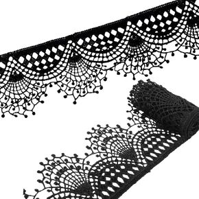 5 Yards Black Embroidered Lace Trim Crochet Lace with Non-Elastic Black Lace Trim Venice Floral Sewing Crochet Lace for DIY Crafts Sewing
