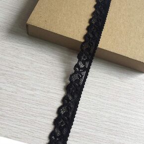 0.6 inches Wide 10 Yards Stretchy lace Ribbon Elastic Trim Fabric with Floral Pattern for Bridal Wedding Decorations, Sewing DIY Making and DIY Crafts (9093 Black)