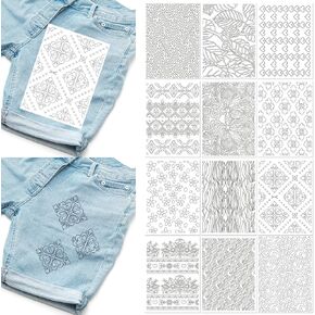 Water Soluble Embroidery Patterns - 12 Sheets Flower Designs Stick and Stitch Embroidery Paper Wash Away Embroidery Transfer Patterns Stabilizers for Hand Sewing Sashiko Template