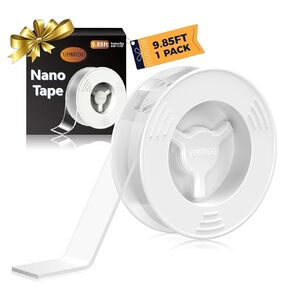 Double Sided Tape Heavy Duty Removable 9.85FT, Extra Large Nano Transparent Adhesive Tape, Clear Mounting Tape, Adhesive Strips for Picture Hanging, Wall, Poster, Carpet