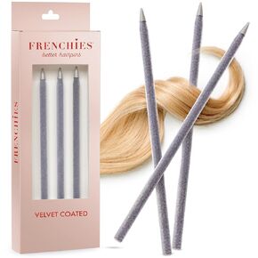 Frenchies French Twist Chinese Hair Sticks, Ultra Flocked Extra Soft Hair Chopsticks for Women, Girls, Teens, Buns, Dancers, Womens Wedding Accessories for Updo Hairstyles, Pack of 3, Grey