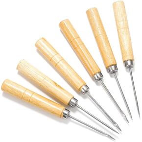 2pcs / Lot Wooden Handle Seleing Awl Hand Titching Bracelet Leather Craft Eleging خياطة خياطة AWL لموازم أدوات ربط المجوهرات والمحترفين والمحترفين