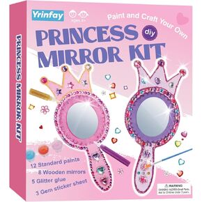 Princess Mirror Kit for Girls, Paint and Decorate Your Own Mirror, Arts and Crafts for Kids Ages 4-8 8-12, Brithday Gifts for Girls 6 7 8 9 10 Years Old