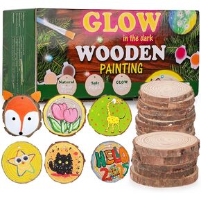 Wooden Painting Craft Supplies Kit for Kids, Arts and Crafts for Boys and Girls Ages 6-12, Creative Art Toys Birthday Christmas Gifts for 5 6 7 8 Year Old Girls Boys
