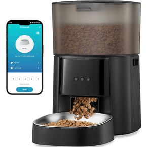 Automatic Cat Feeder WiFi with App Control, Voice Recorder, 4L Dry Pet Food Dispenser for Cats & Dogs with Freshness Preservation, Custom Feeding Times & Portions, Dual Power