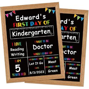 PETCEE First and Last Day of School Board - Wood Double Sided Reusable and Erasable First Day of School Chalkboard Sign 10"x12" 1st Day of Preschool Pre-K Kindergarten Gifts for Duaghter Son