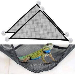 2 Pcs Bearded Dragon Lizard Hammock, Geckos Hammock, Breathable Mesh Reptile Hammock, Suitable for Large & Small Bearded Dragons Anole Geckos Lizards or Snakes（Black）