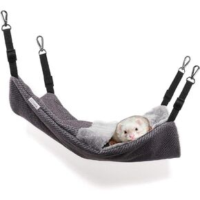 Small Animal Hammock Soft Warm Bed Hanging Pet Sleeping Bag for Ferret Squirrel Rat Sugar Glider - Gray
