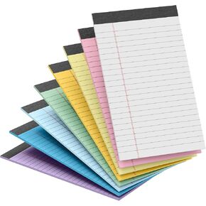VLM 8 Packs Small Legal Pads,Narrow Ruled Note Pads,5"x 8"Lined Writing Pad,25 Sheets/Notepad, Perfect for Study,Office,Business