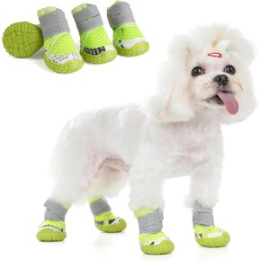 Dog Shoes for Small Medium Dogs, Dog Boots & Paw Protectors with Soft Anti-Slip Rubber Sole, Mesh Breathable Dog Shoes for Winter Snowy Day, Summer Hot Pavement (Green, 50# (1.5"x1.7")(WxL))