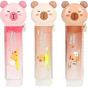3Pcs Retractable Pencil Erasers, Cute Erasers,Capybara Eraser,Suitable for School Home Office Supplies