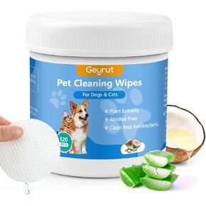 Pet Eye Wipes for Dogs & Cats 120PCS Dog Eye Wipes for Remove Eye Discharge and Crust Coconut Oil Non-Irritating Pet Cleaning Grooming Wipes for Eyes Face