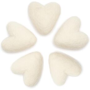 Glaciart One Felted Hearts - 4" (5 Pcs) - Needle Felting - Needle Felting & Essential Oils Ready - Handmade in Nepal Using 100% Natural New Zealand Wool, for Art Projects & Valentines Decor