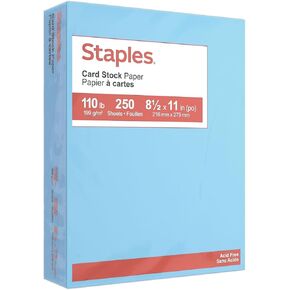 Staples 490891 Cardstock Paper 110 lbs 8.5-Inch x 11-Inch Blue 250/Pack (49702)