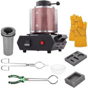 3KG Gold Melting Furnace .2100W Digital Electric Smelter Kit Graphite Crucible for Melt Scrap Mesh Guard Gold Silver,Copper, Aluminum