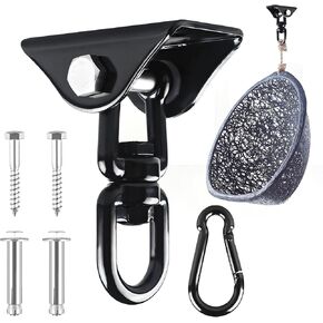 360°Rotating Hammock Hanging Kit, Heavy Duty 1200 lb Capacity Stainless Steel Hanging Swing Hooks, 1 Pack Swing Hanger for Yoga, Hammock Chair, Sandbag, Swing Sets(Black