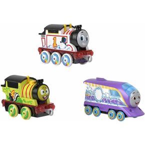 Thomas and Friends Toy Train 3-Pack, Color Changers, Diecast Thomas Percy and Kana Engines with Color Reveal in Warm and Cold Water