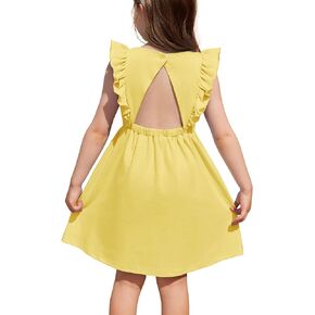 Arshiner Toddler Girls Dresses Ruffle Sleeve Dress for Girl Baby Summer Backless Dresses 2-6T