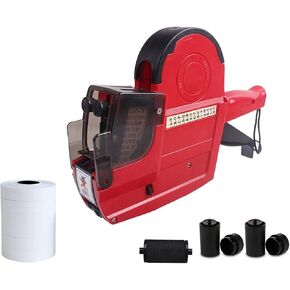 HM-689 2-Line 20 Digits Price Labeling Gun with Letters A-Z,Pricing Labeler with 3 Inkers 5 Rolls/2800 White Labels, Tag Maker Machine for Office Retail Shop