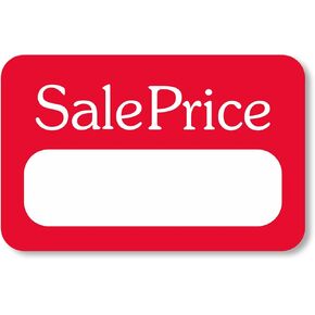 SmartSign (Roll of 500) 1.125 x 1.625 inch Sale Price Labels on a Roll, Semi-Gloss Paper Stickers, Write-On, Red and White, Made in USA