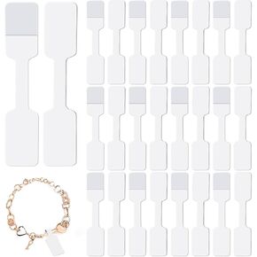 200Pcs Blank Jewelry Price Tags Stickers Bracelet Tags Jewelry Tags for Pricing, Small Self Adhesive Kraft Blank Label, Barbell Label White Jewelry Price Label for Necklace Earring Rings Price Tags