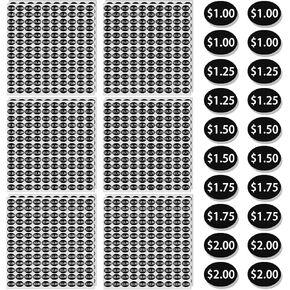 1560pcs Black Vending Machine Price Labels, $1.00 $1.25 $1.50 $1.75 $2.00 $2.50, 12 Sheets Snack Vending Machine Price Stickers for Soda Beverage Business Stores, Black