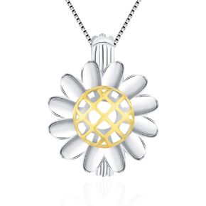 925 Sterling Silver Sunflower Cage Pendants Crafting Charm for DIY Necklace Bracelet Jewelry Making
