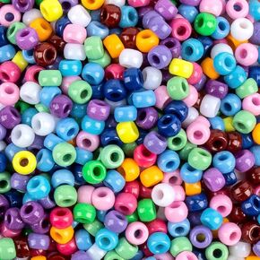 1000+ Pcs Pony Beads Bulk - Plastic Bracelet Beads Sukh 6x9 mm Pony Beads for Bracelets Making Multi-Colored Bracelet Beads for Hair Braiding DIY Crafts Necklace Key Chains and Ornaments Decorations