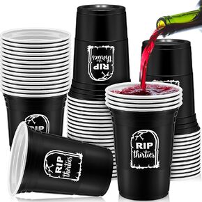 Rtteri 48 Pack Death to My 30s Birthday Decorations Cups Rip to My 30s Cups 40th Birthday Decorations for Him Disposable Party Thick Plastic Cups Birthday Cups for Women