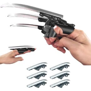 6PCS Mechanical Retractable Wolf Claw, Telescopic Silvery Wolf Claw, Retractable Wolf Claw Finger Toy for Kids, Perfect for Role-Play and Costume Parties.