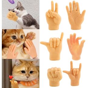 6PCS Mini Hands for Cats, zxbaers Tiny Finger Hands, Finger Puppet for Cat Paws, Mini Hand Rubber Finger Puppet Small Hands, Funny Cat Finger, Realistic Cute Little Hand Finger for Gifts