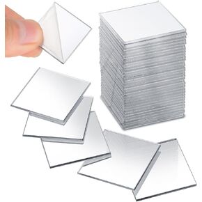 50pcs mini حجم مربع مربع ، 1 بوصة أكريليك صغير مرآة البلاط لاصق صغير مربع مربعة المرآة الفسيفس in Kuwait