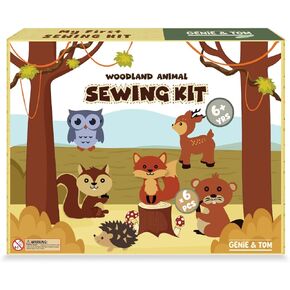 Genie & Tom My First Sewing Kit for Kids - Fun and Educational Animal Craft Set for Boys and Girls Ages 6-12 | Sew Your Own Felt Animals Craft Kit for Beginners - 6 Pcs