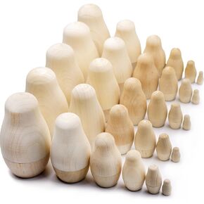 AEVVV Blank Russian Nesting Dolls Lot of 5 Sets by 6 pcs - Unpainted Russian Nesting Dolls - Unfinished Wood to Paint - Russian Nesting Dolls to Paint