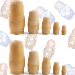Soupiar Unpainted Russian Nesting Dolls Toys - DIY 10pcs Blank Stacking Matryoshka Wooden,2Set Handmade Unpainted Nesting Dolls for Paint Gifts, Make Your Cute Babushka Own Doll