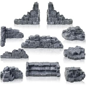 Warmtree Stone Wall Ruins for Terrain Sets, Miniature Terrain Building Tabletop Accessories, Diorama Supplies Train Landscape Railroad Scenery Military Layout Model War Gaming Terrain