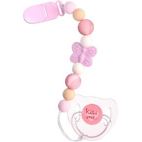 Aori Pacifier Clips for Rebron Baby Dolls Pacifier Holders Silicone Pacifier Clips with Magnetic Pacifier -Pink