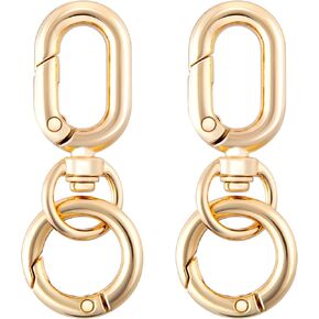 OIIKI 2 Sets Double Opening Swivel Clasp Clips, Metal Swivel Spring Snap Hooks, Key Chain Clip with Key Ring for DIY Crafts, Jewelry Clasps, Lanyard Making - Gold