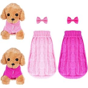 2pcs Dogs Sweater, Turtleneck Small Dog Winter Clothes, Knitted Cat Sweater Puppy Clothes Dog Outfit (Small)