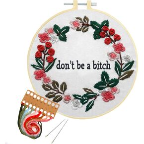 Nuberlic Embroidery Kit Cross Stitch Kits for Adults Stamped Hand with Pattern Hoop Cloth Needlepoint Thread Floss