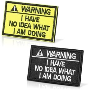 2 Pieces Tactical Patch Warning I Have NO Idea What I am Doing Vibrant Embroidered Patch, DIY Applique Accessories for Jackets, Backpacks, Dog Collars, Hats, Helmets, Tactical Gear